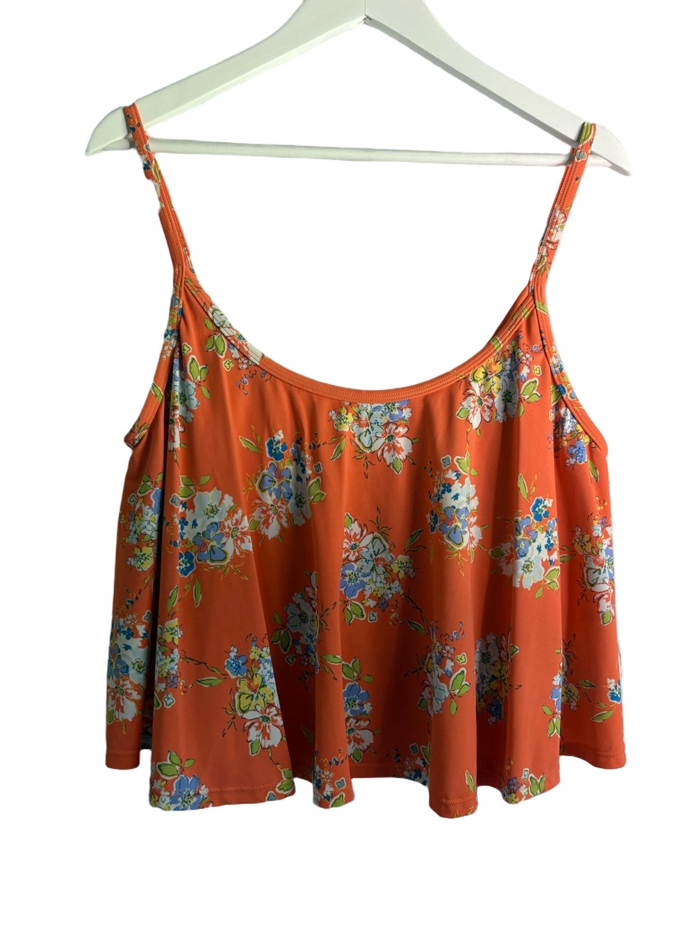 Matilda Jane Floral Orange Tankini Swim Top XXL Plus Size Retro Boho Swimwear